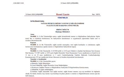 SAĞLIK TESİSLERİ REKLAM VE TANITIM YÖNETMELİĞİ - 12.11.2025
